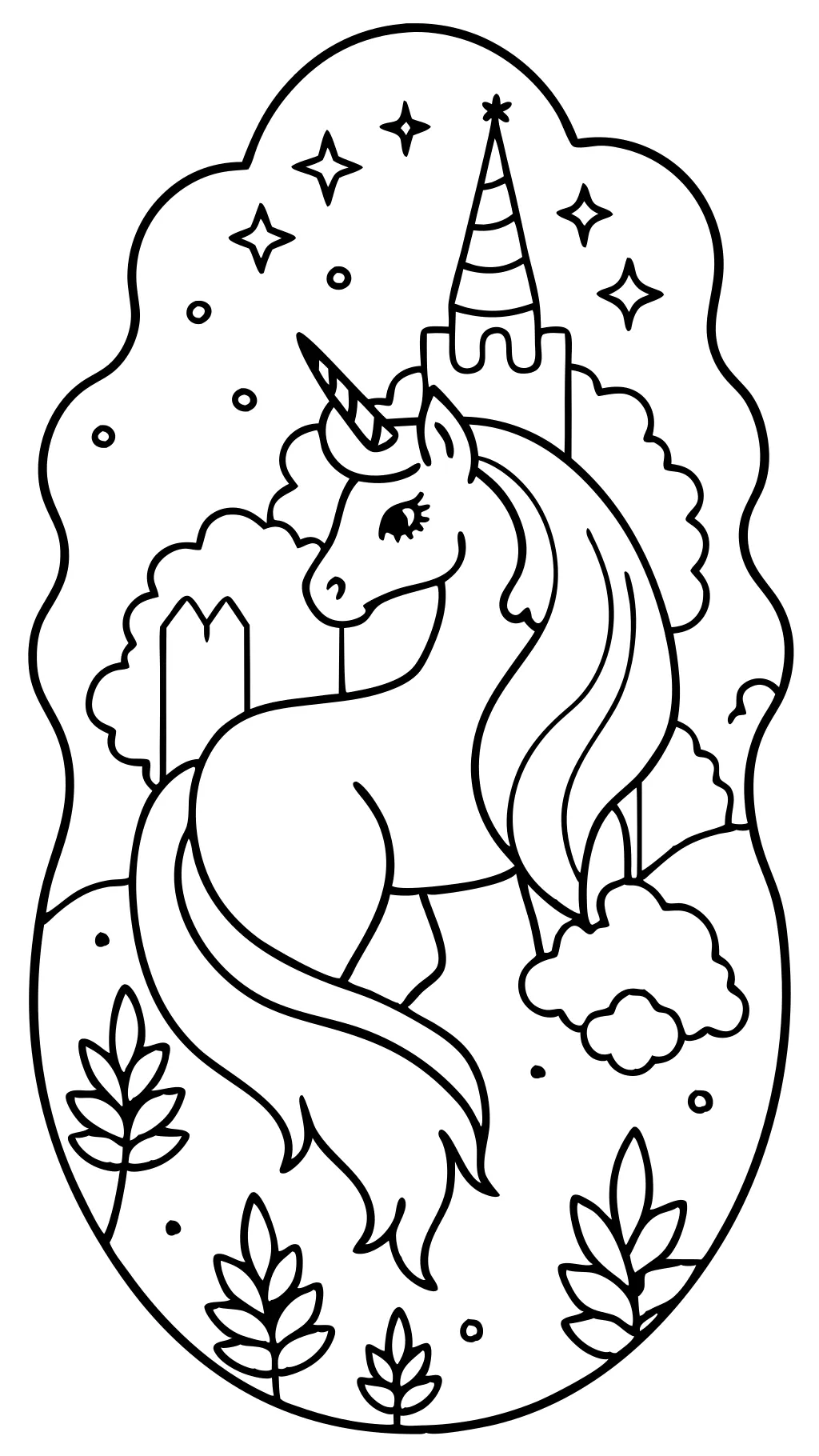 Página para colorear gratis de unicornio